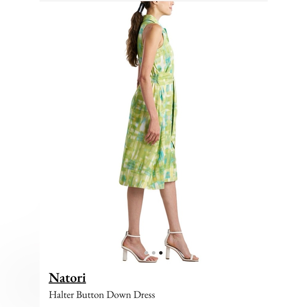 Natori Vibrant Green and Blue Midi Dress NWT - Picture 4 of 5